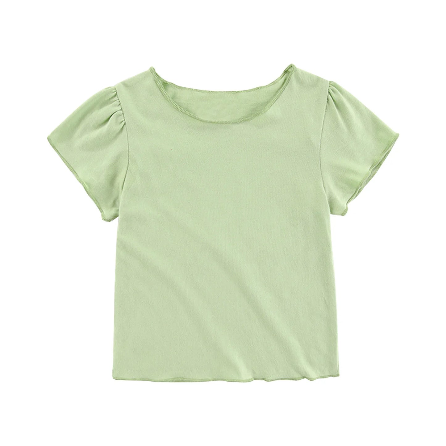 1-6Years Baby Girls Summer T-Shirt Cotton Flying Sleeves T-Shirt for Girls Summer Solid Tee Tops