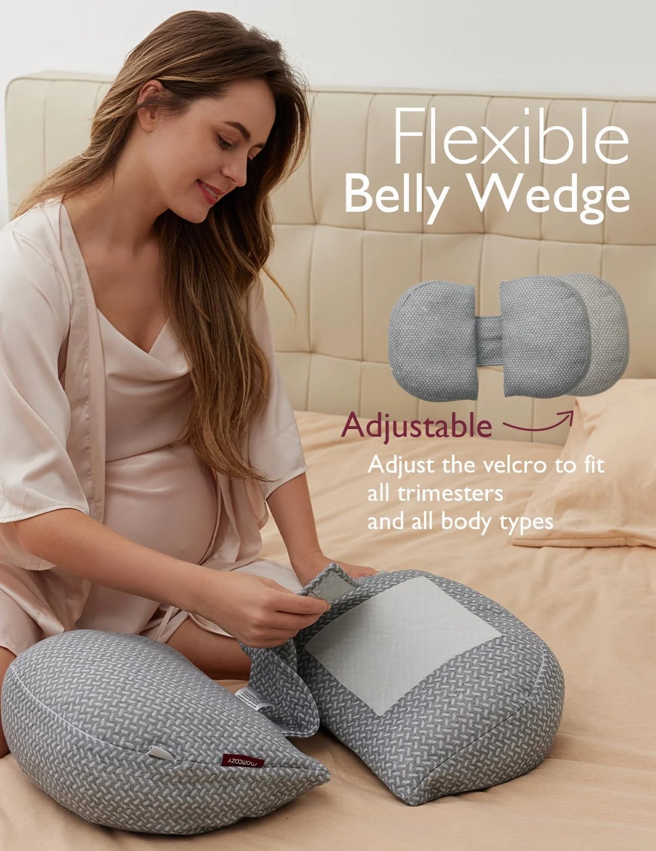 Momcozy Pregnancy Pillow,Portable Maternity Pillow for Side Sleeper,Adjustable Travel Pregnancy Pillow