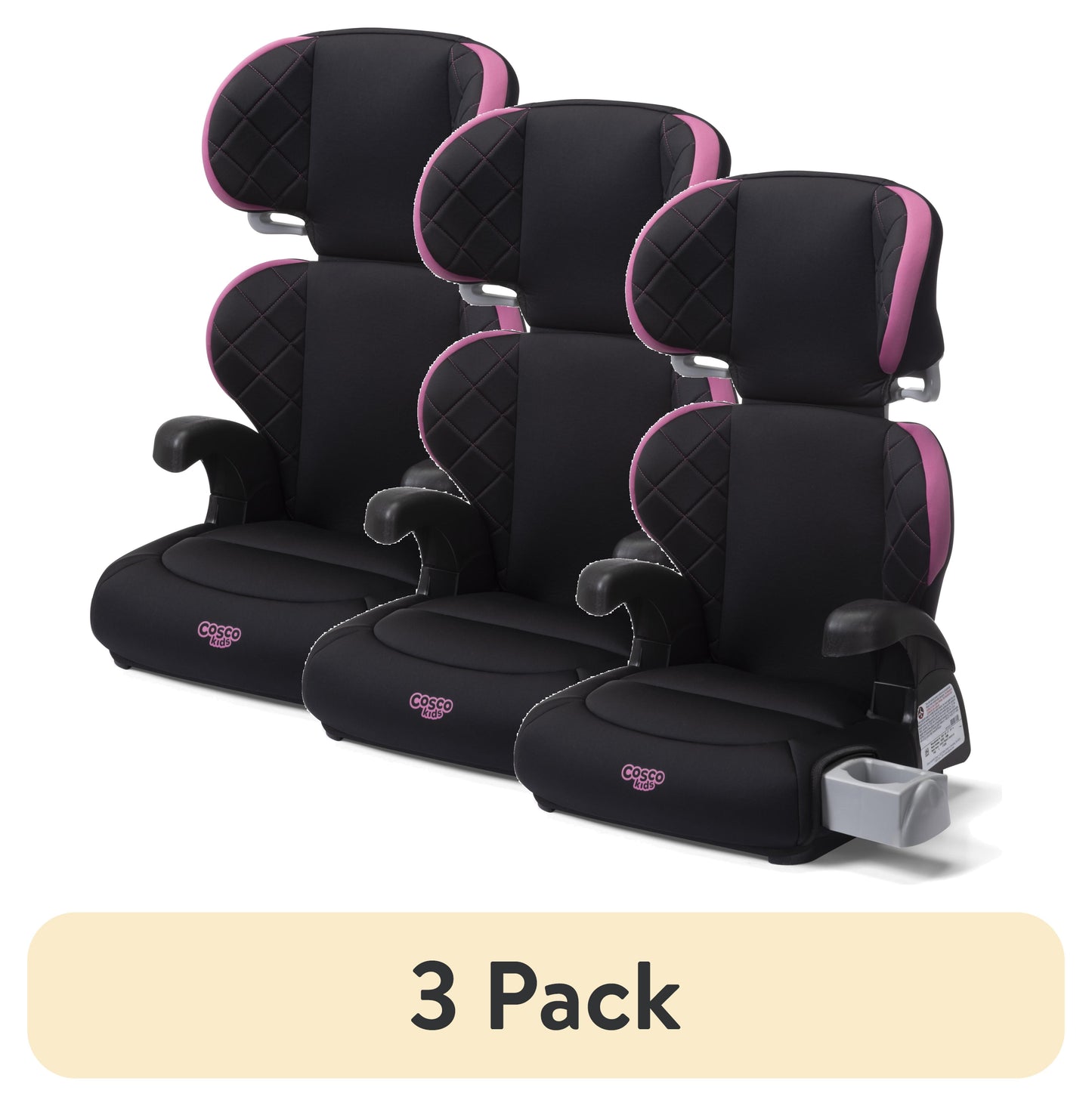 (3 Pack) Pronto Trend Belt-Positioning Booster Car Seat, Violet Diamonds, Toddler, Unisex