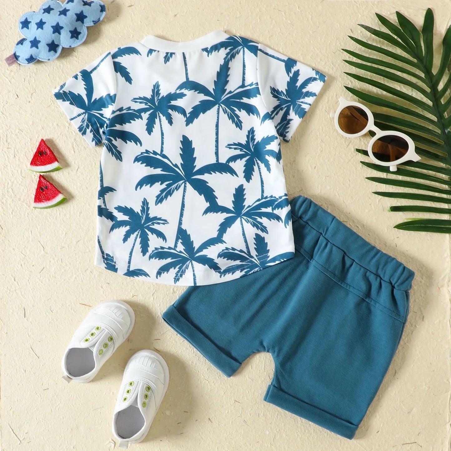 2T Boys Clothes Little Boys Clothes Toddler Baby Boy Summer Clothes Funny T Shirt Elastic Waist Pockets Shorts Set 2 Piece Outfit Blue 18-24 Months