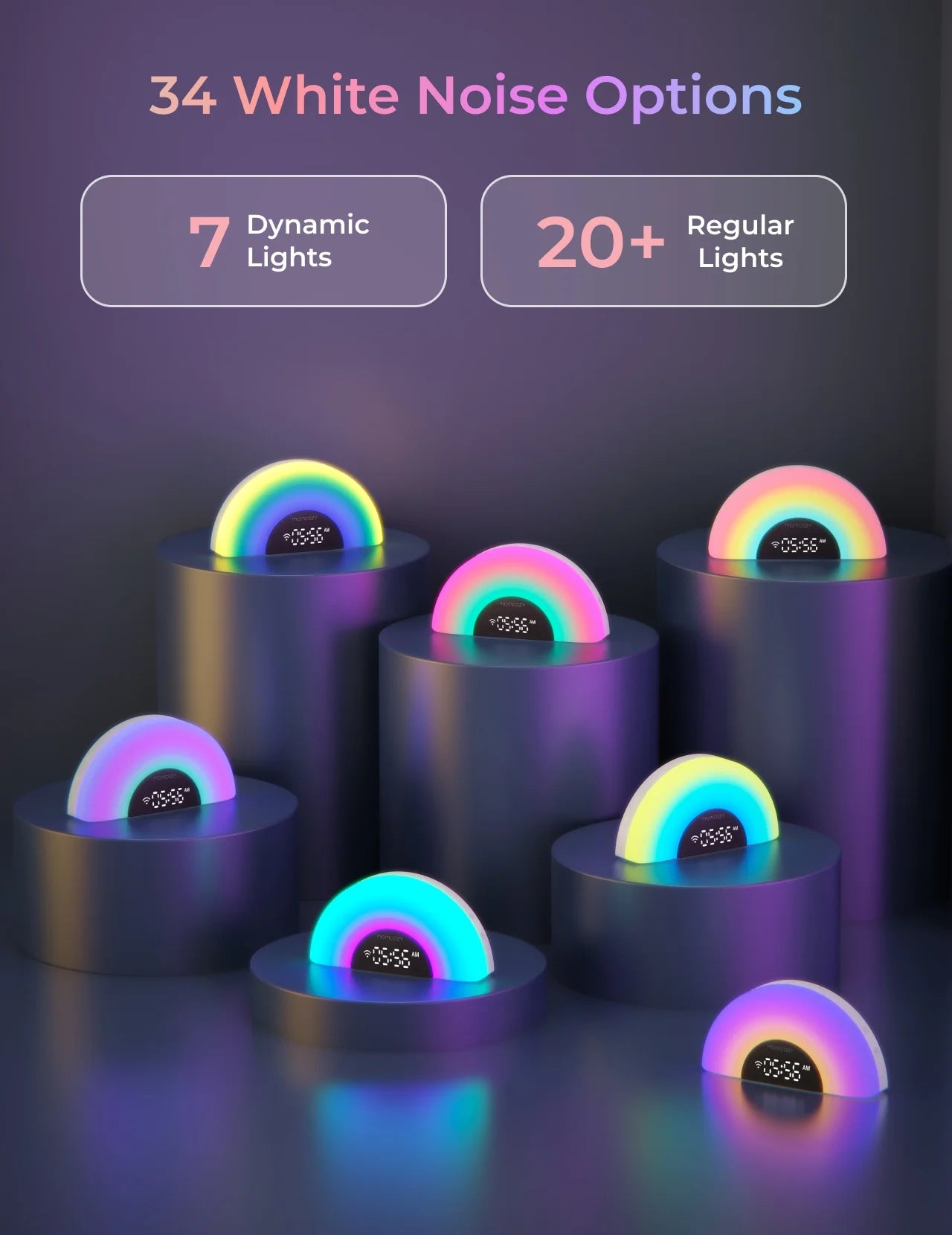 Momcozy Baby Sound Machine White Noise Machine with 34 Soothing Sounds and Night Lights, App Control, Sunrise Alarm, Sleep Trainer for Newborns & Toddlers