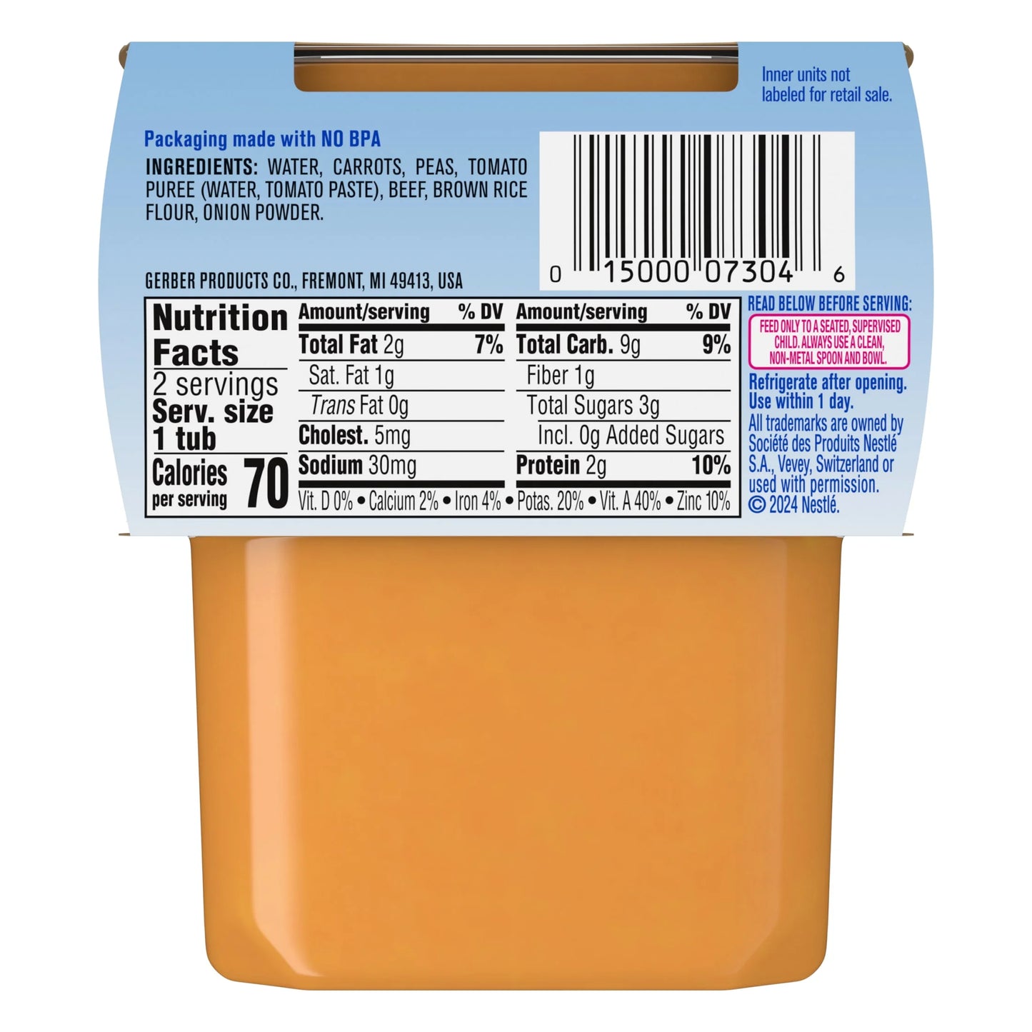 2Nd Foods Powerblend Baby Food Vegetable Beef, 4 Oz Tubs (2 Pack)