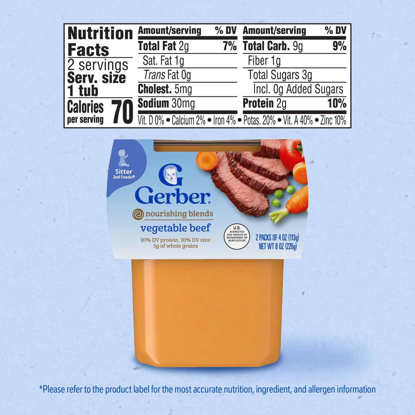 2Nd Foods Powerblend Baby Food Vegetable Beef, 4 Oz Tubs (2 Pack)