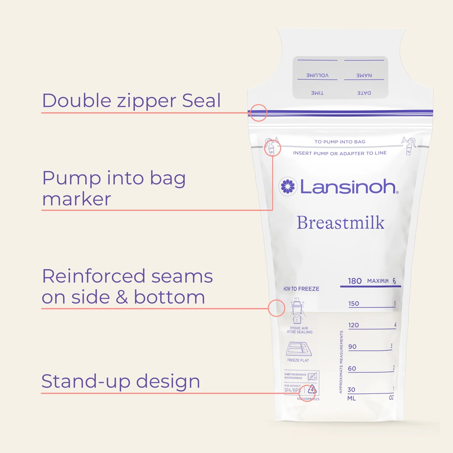 (3 Pack) Breastmilk Storage Bags, 100 Count, Fast Freeze & Thaw, 6 Oz