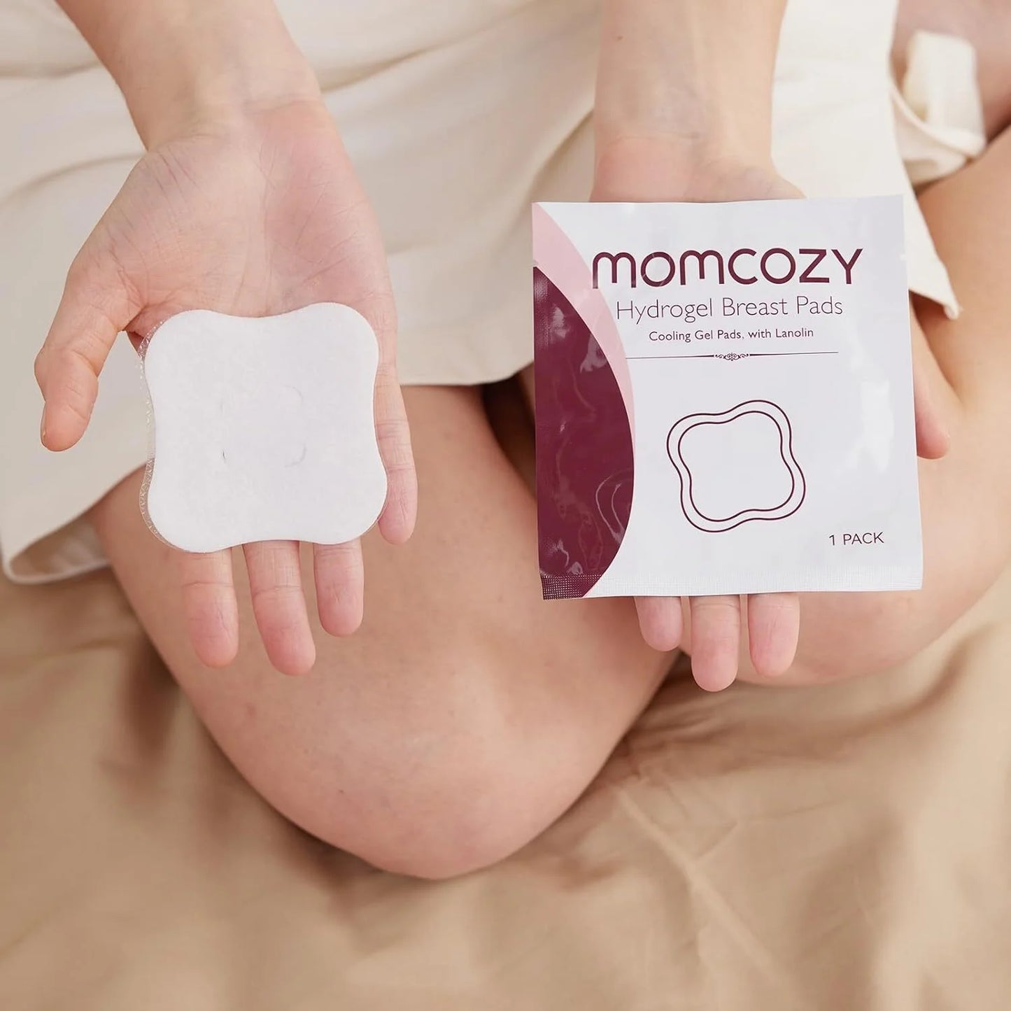 Momcozy Hydrogel Nipple Pads with Soothing Lanolin, Soothies Gel Nursing Pads Provide Instant Cooling Relief, Breastfeeding Essentials, 6 PCS