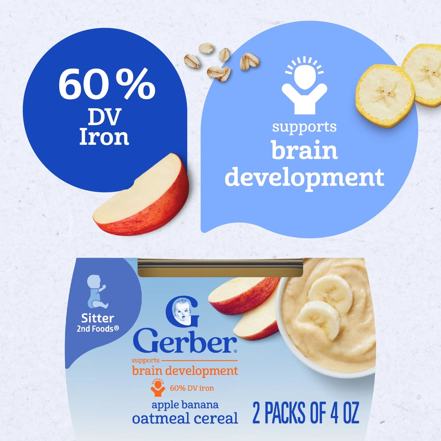 2Nd Foods Baby Food, Apple Banana with Oatmeal, 4 Oz Tubs (2 Pack)