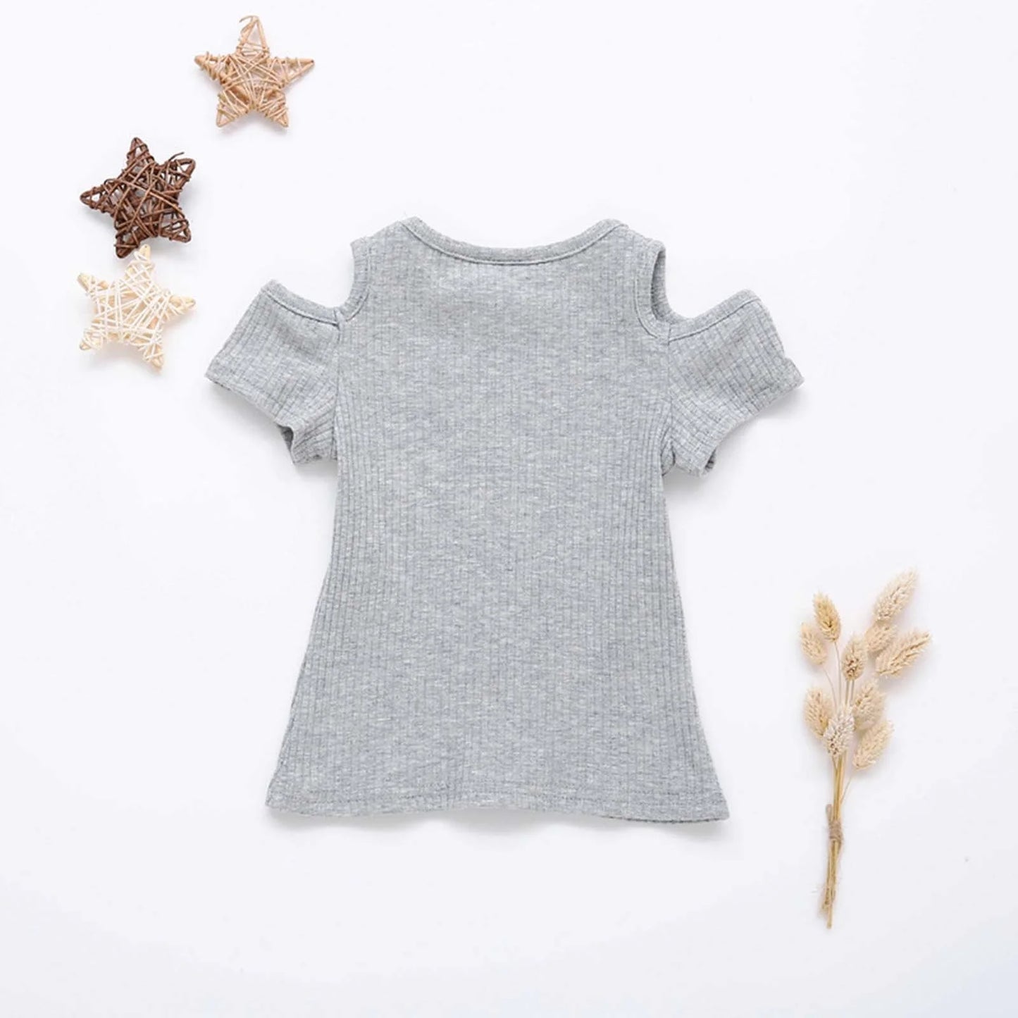 1-6Years Baby Girls Summer T-Shirt Cotton Flying Sleeves T-Shirt for Girls Summer Solid Tee Tops