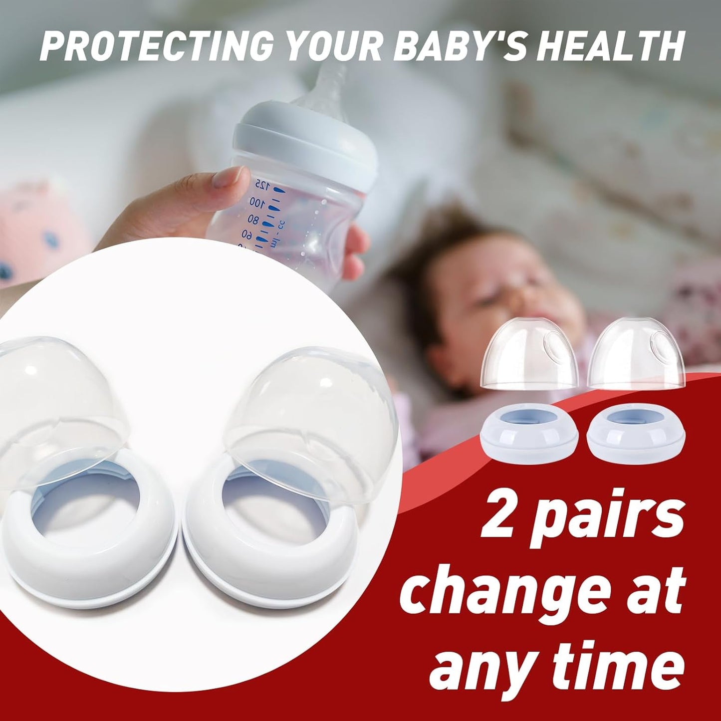 2-Pack Philips Avent Baby Bottle Lids and Rings - Replacement Screw Rings for Avent Natural Plastic and Glass Bottles