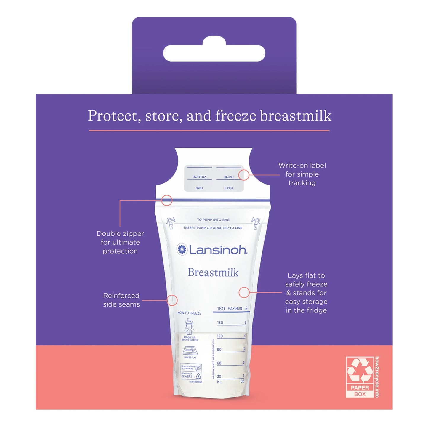 (3 Pack) Breastmilk Storage Bags, 100 Count, Fast Freeze & Thaw, 6 Oz