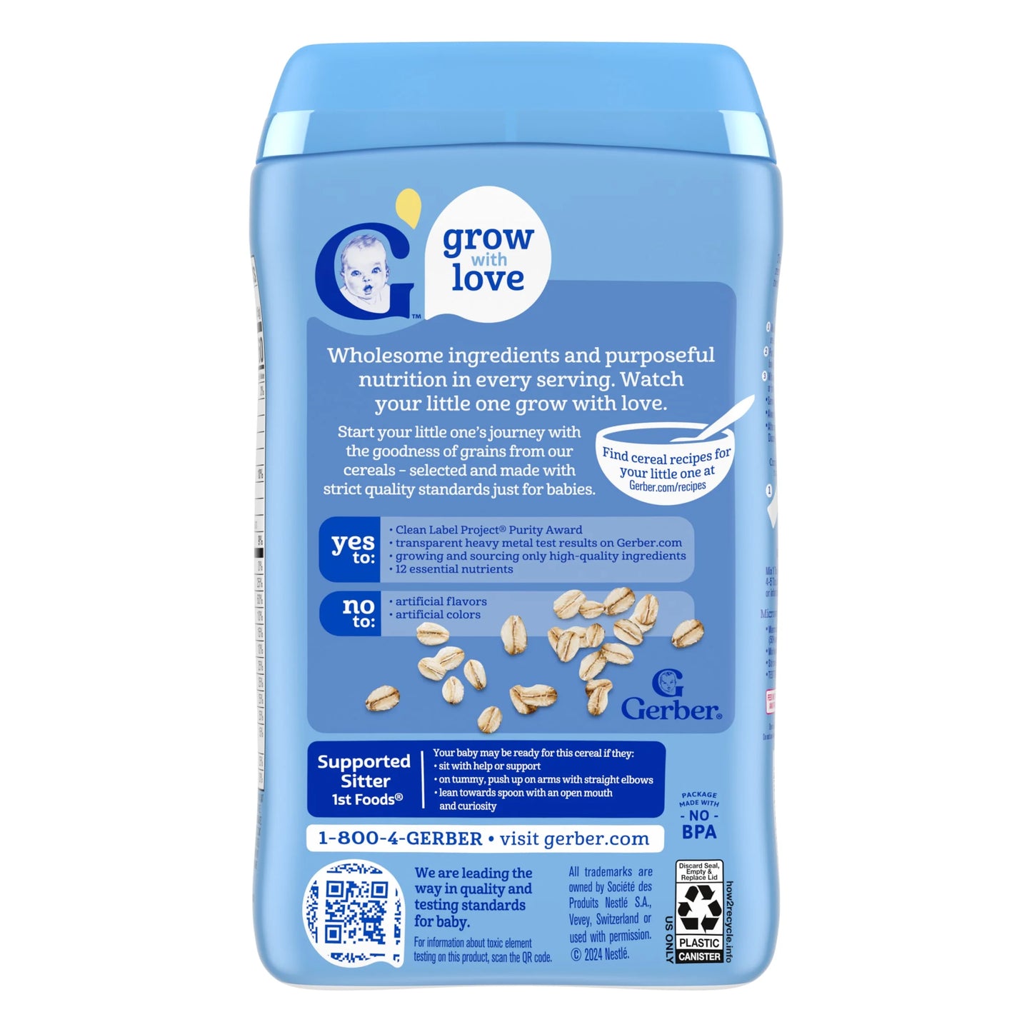Stage 1 Baby Food, Baby Oatmeal Cereal, 8G Whole Grains, Infant Cereal 16 Oz