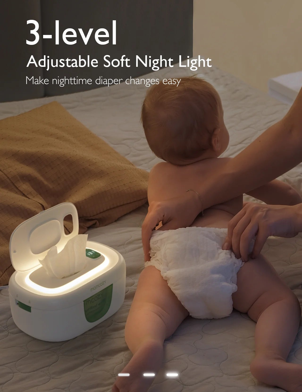 Momcozy Baby Wipe Warmer with Spring Design, 4 Modes Temperature, Wipe Dispenser with Night Light