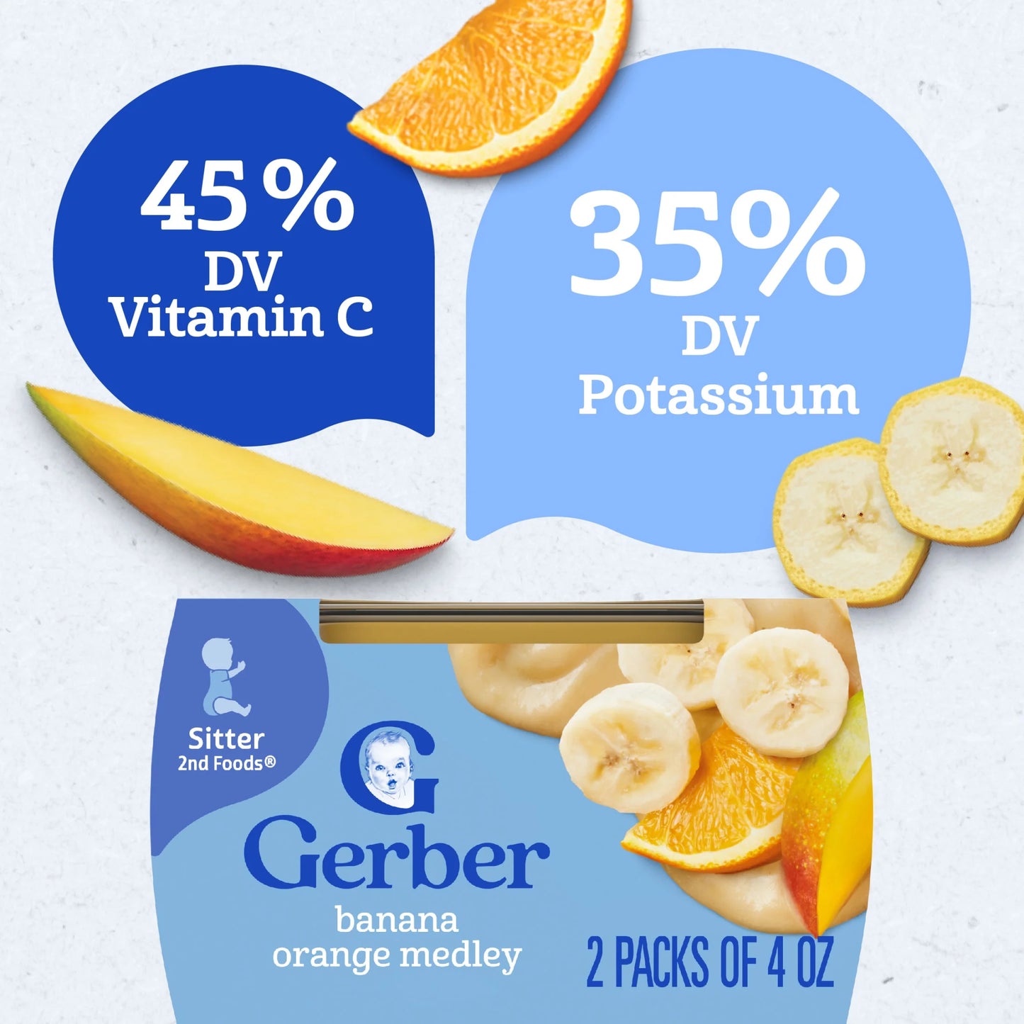 2Nd Foods Baby Food, Banana Orange Medley, 4 Oz Tubs (2 Pack)