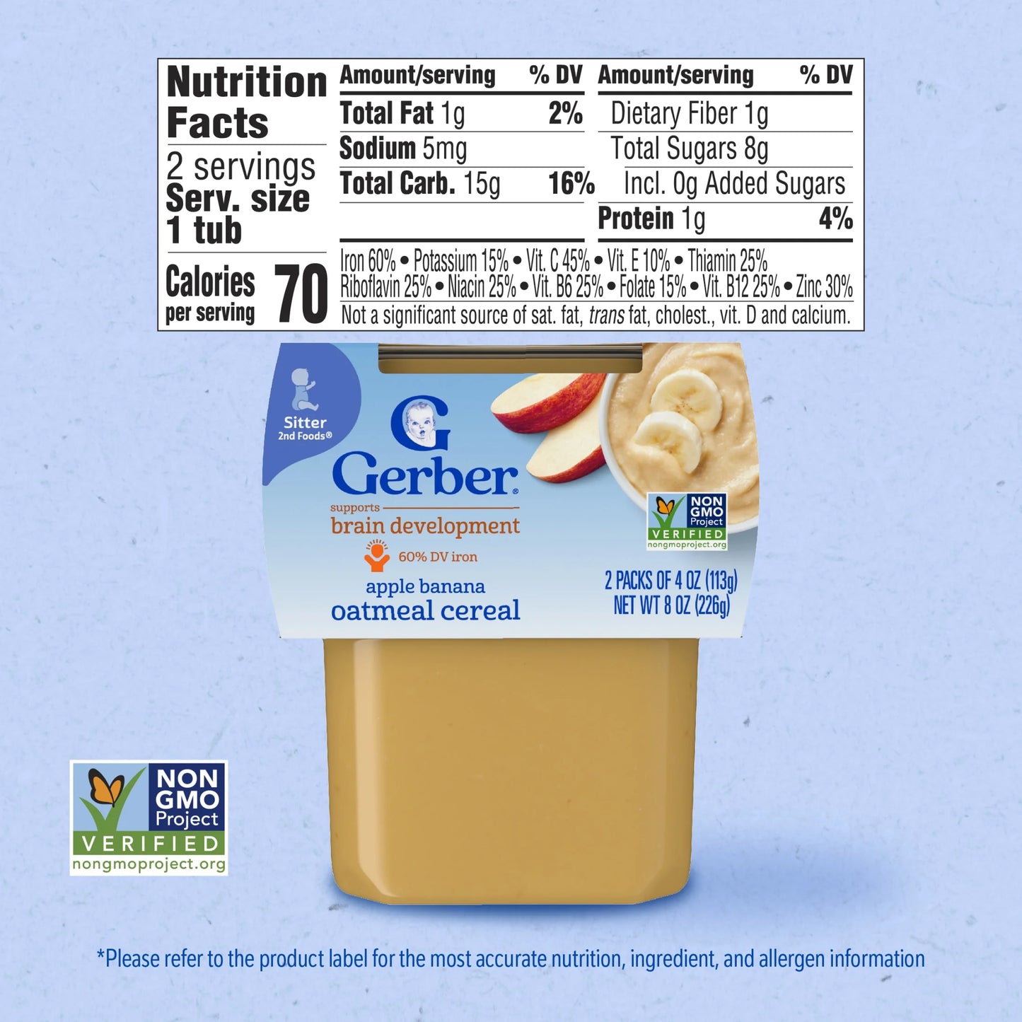 2Nd Foods Baby Food, Apple Banana with Oatmeal, 4 Oz Tubs (2 Pack)