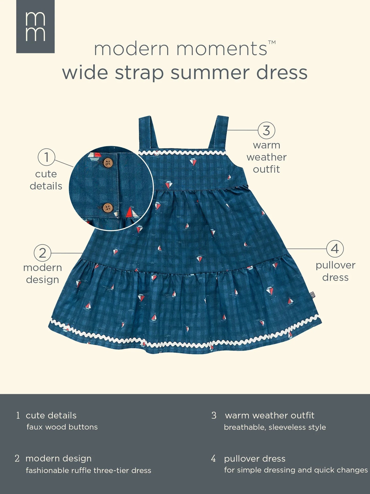 by Gerber Toddler Girl Wide Strap Summer Dress, Sizes 12M-5T