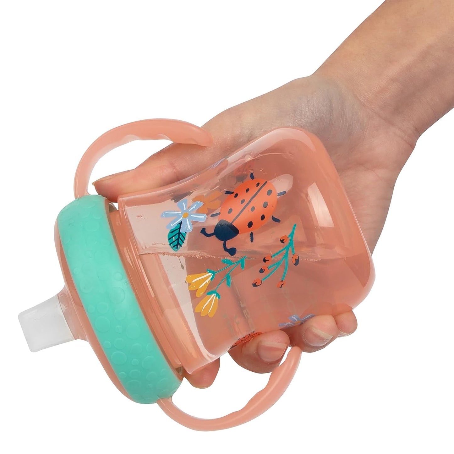 - Soft Spout Sippy Cup - Toddler Trainer Cup for 6+ Months -With Handles and Leak Proof Lid - 7 Oz - Floral Ladybug Print - 2 Count