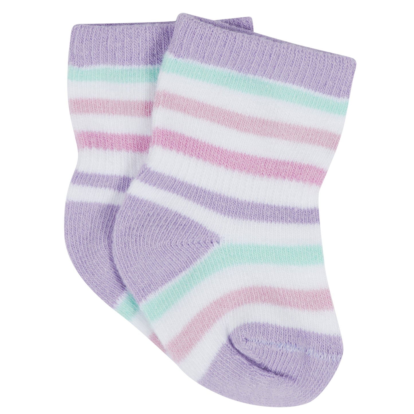 12-Pack Baby & Toddler Girls Rainbow Floral Jersey Crew Wiggle Proof® Socks