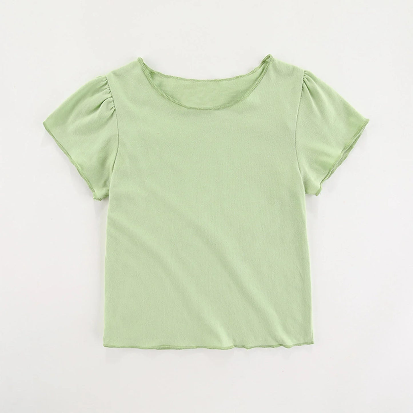 1-6Years Baby Girls Summer T-Shirt Cotton Flying Sleeves T-Shirt for Girls Summer Solid Tee Tops