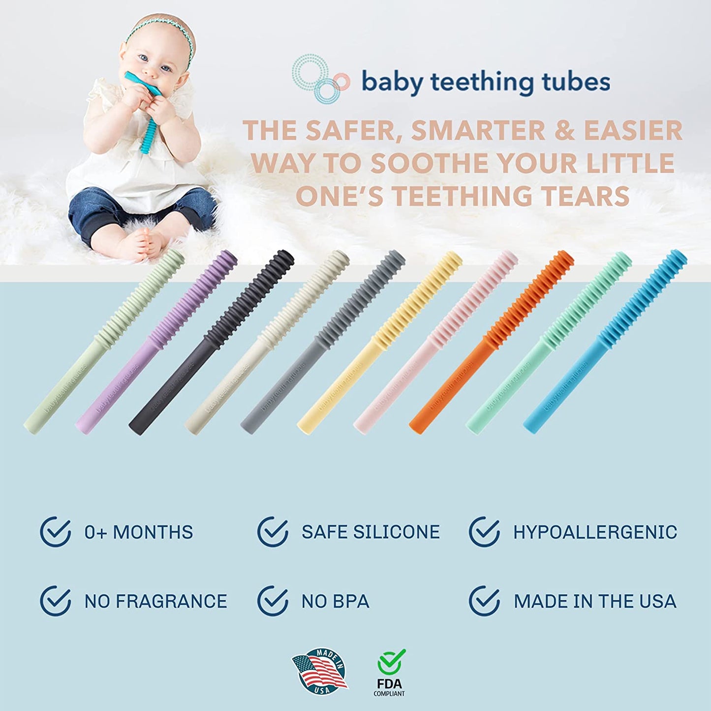 - Made in the USA Baby Teething Toys - Soft & Durable Infant Toys and Toddler Silicone Teether - 7 Inches, Pink - Baby Must Haves for Teething Relief - Food Safe & Easy to Clean