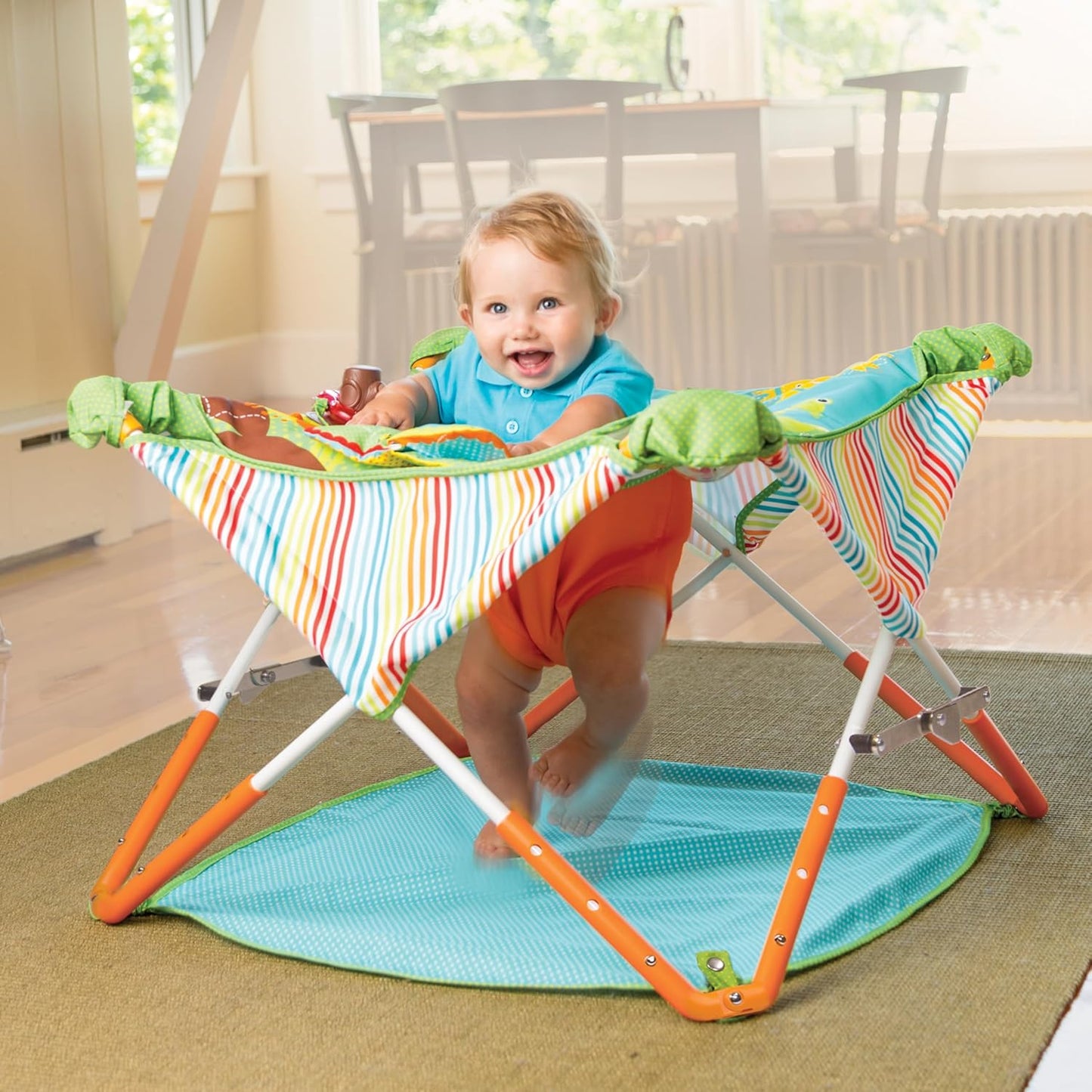 , Pop 'N Jump SE Portable Baby Activity Center, Indoor Outdoor Use, Lightweight, Carrying Bag, Canopy, 6-12 Months (Sweets)