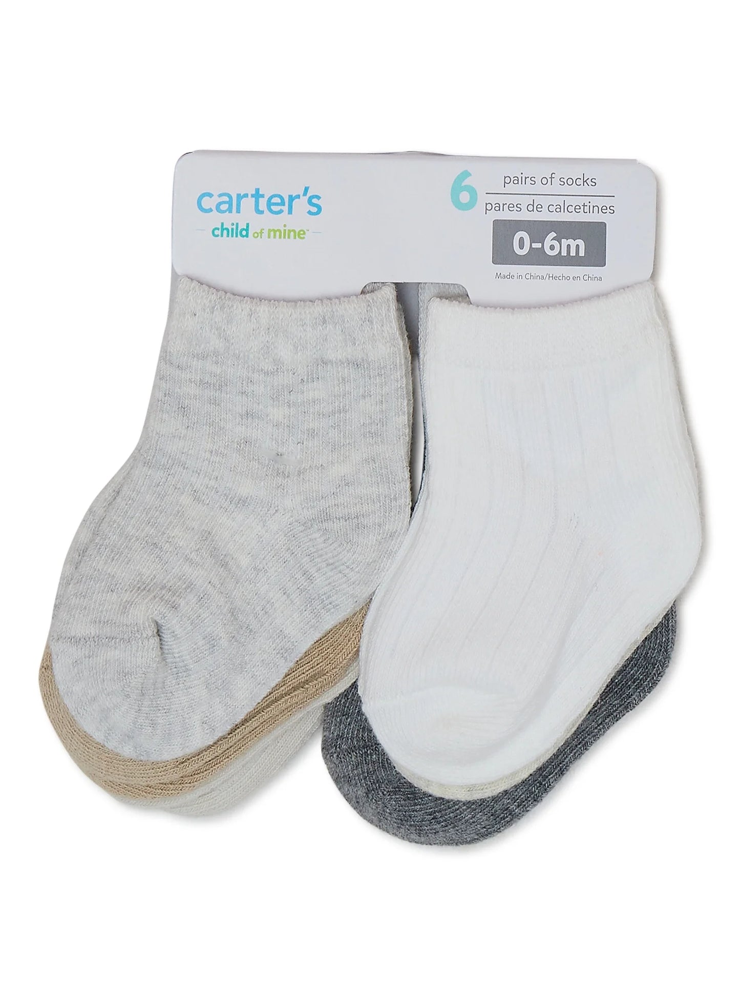 , Infant Baby Boy Ribbed Crew Socks, 6 Pack, Size 0-12 Months
