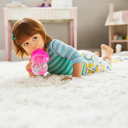 Munchkin® Any Angle™ Weighted Flexi-Straw Trainer Sippy Cup with Click Lock™ Lid, 7 Oz, Pink, Unisex