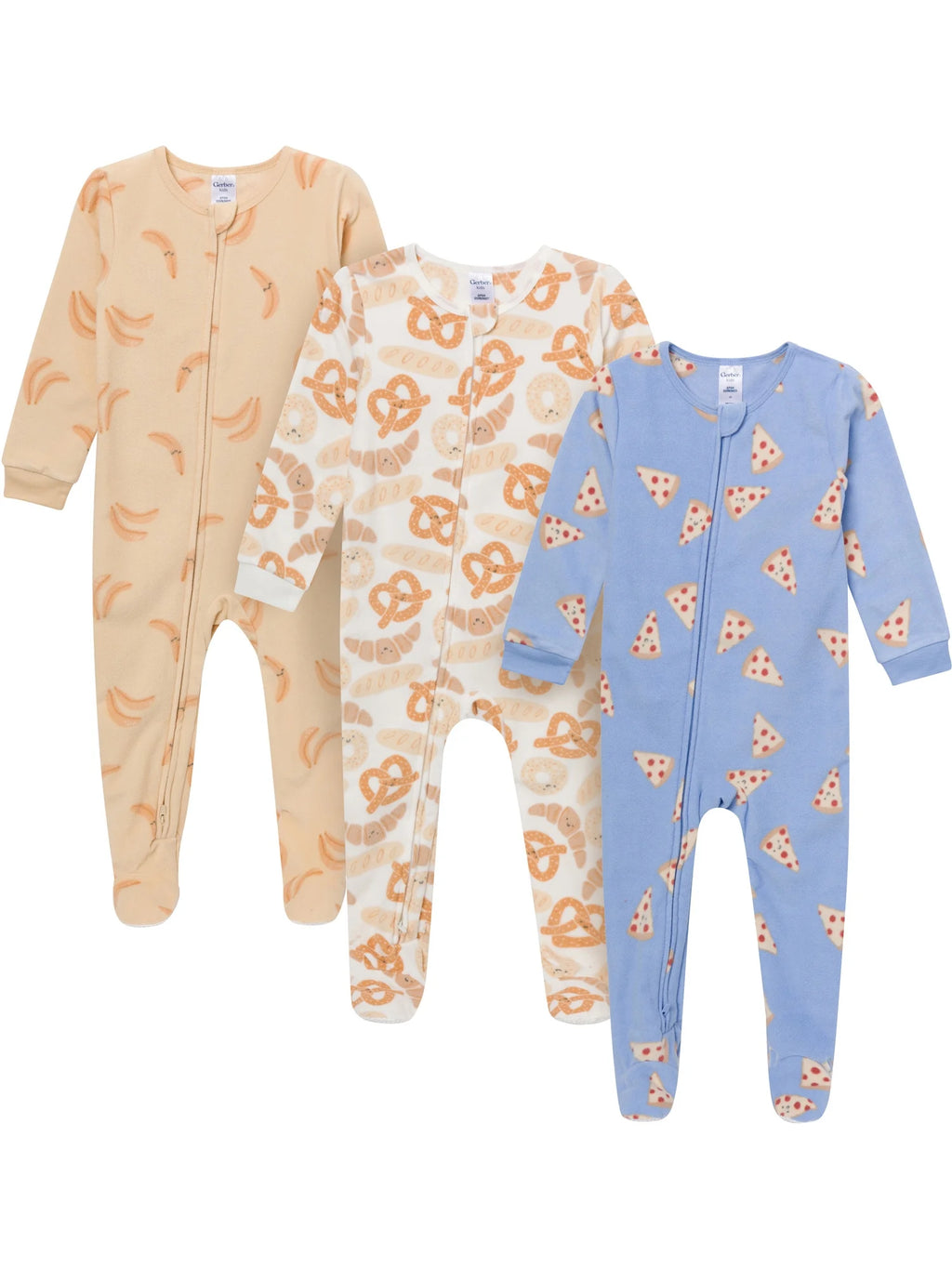 Baby and Toddler Neutral Microfleece Blanket Sleeper Pajamas, 3-Pack, Sizes 0/3 Months - 5T