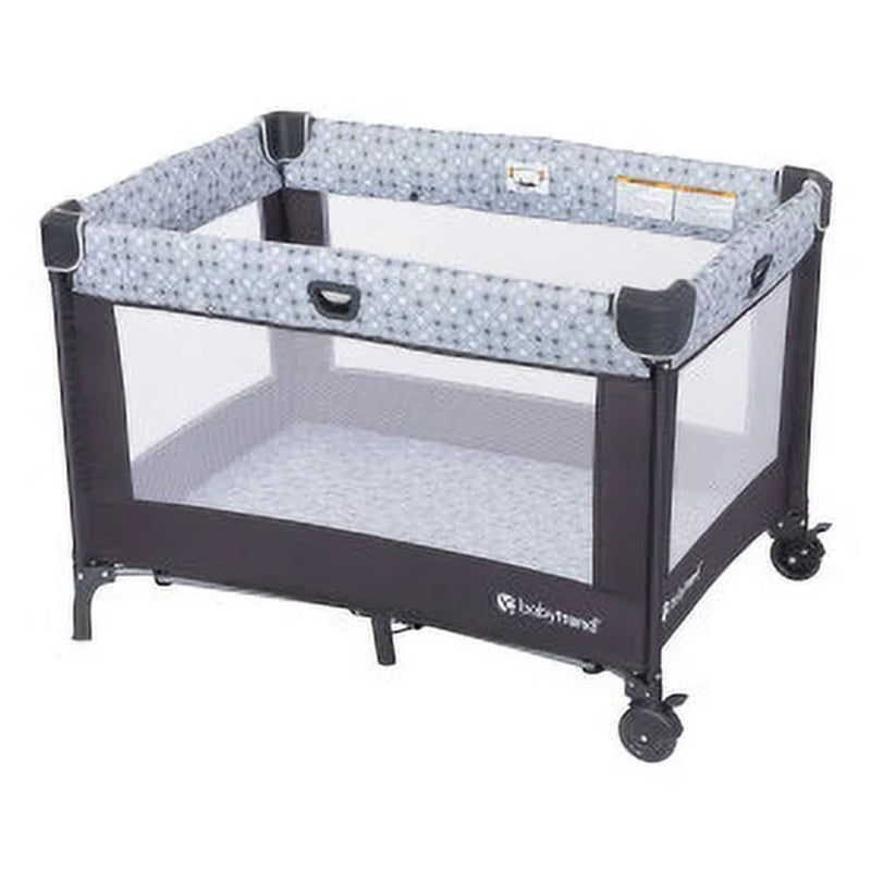 Baby Trend Nursery Den Playard with Rocking Snooze Pod and Flip-Over Changer, Pebble Stone Grey