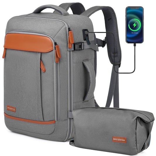 2PCS Travel Backpack Luggage Waterproof Airline Aprroved Carry-On with Toiletry Bag USB Port Comfortable