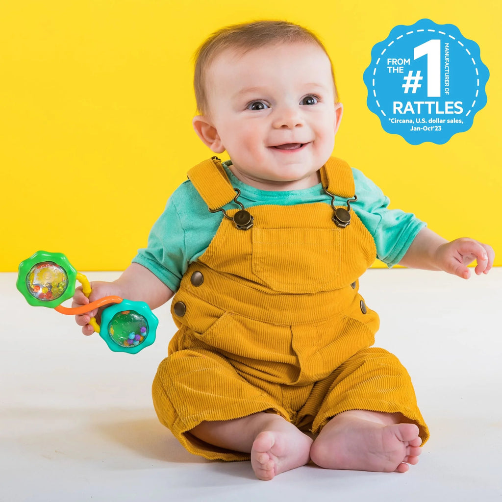 Rattle & Shake Bpa-Free Baby Barbell Toy, Green, for Ages Newborn +