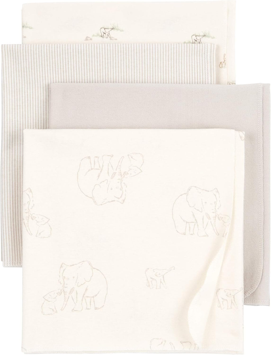 Baby Unisex Receiving Blankets 4-Pack (Cream Elephant)