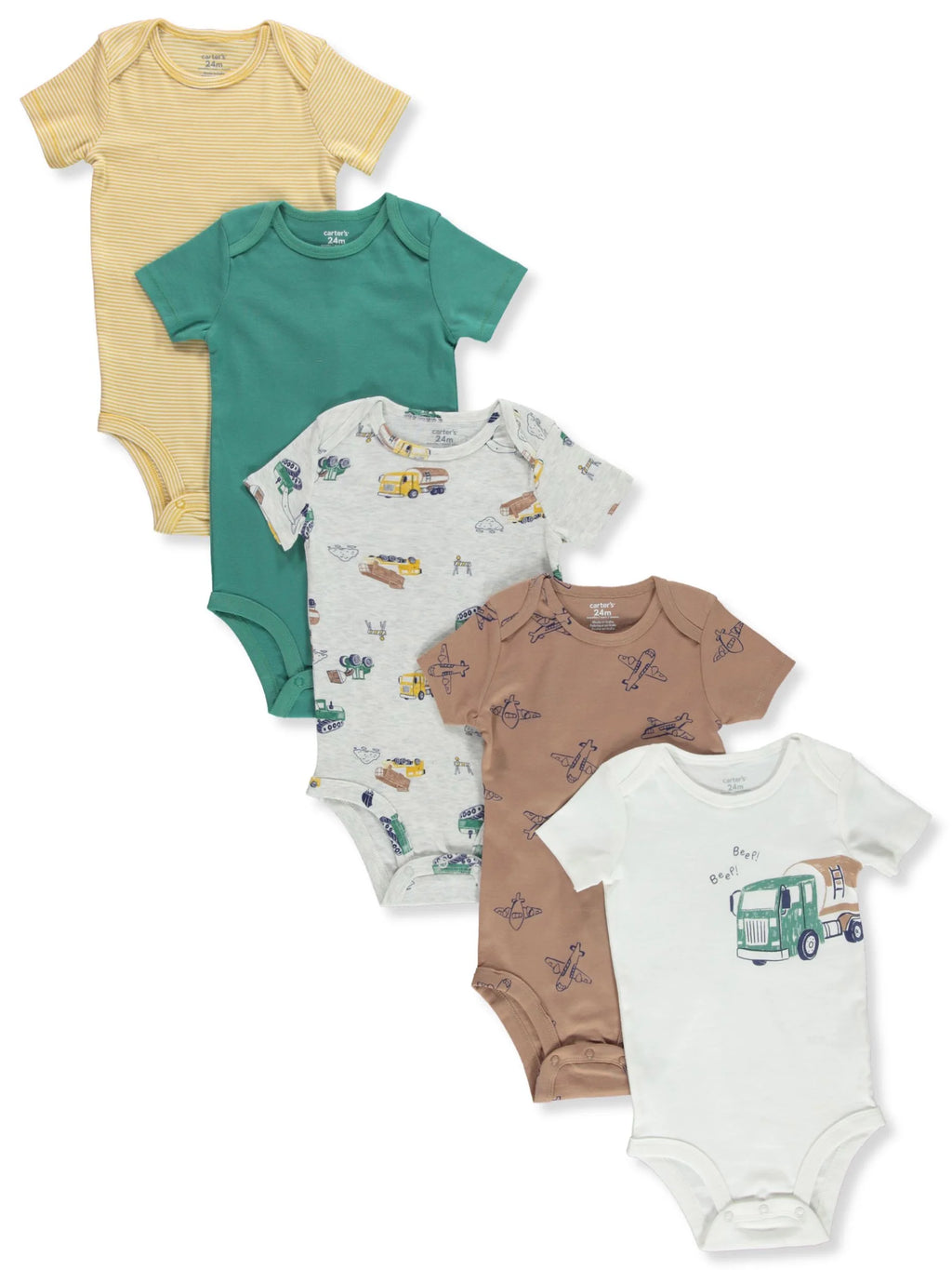 Baby Boy  5-Pack Construction Bodysuits Color: Cnstrn Str Size: NEWBORN