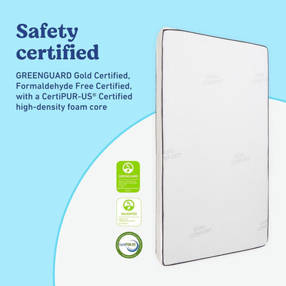 6-Inch Dual-Comfort Crib & Toddler Mattress - GREENGUARD Gold and OEKO-TEX STANDARD 100 Certified, Certipur-Us Certified Foam, 2-Sided Mattress Fits Crib & Toddler Bed, Waterproof Sleep Surface