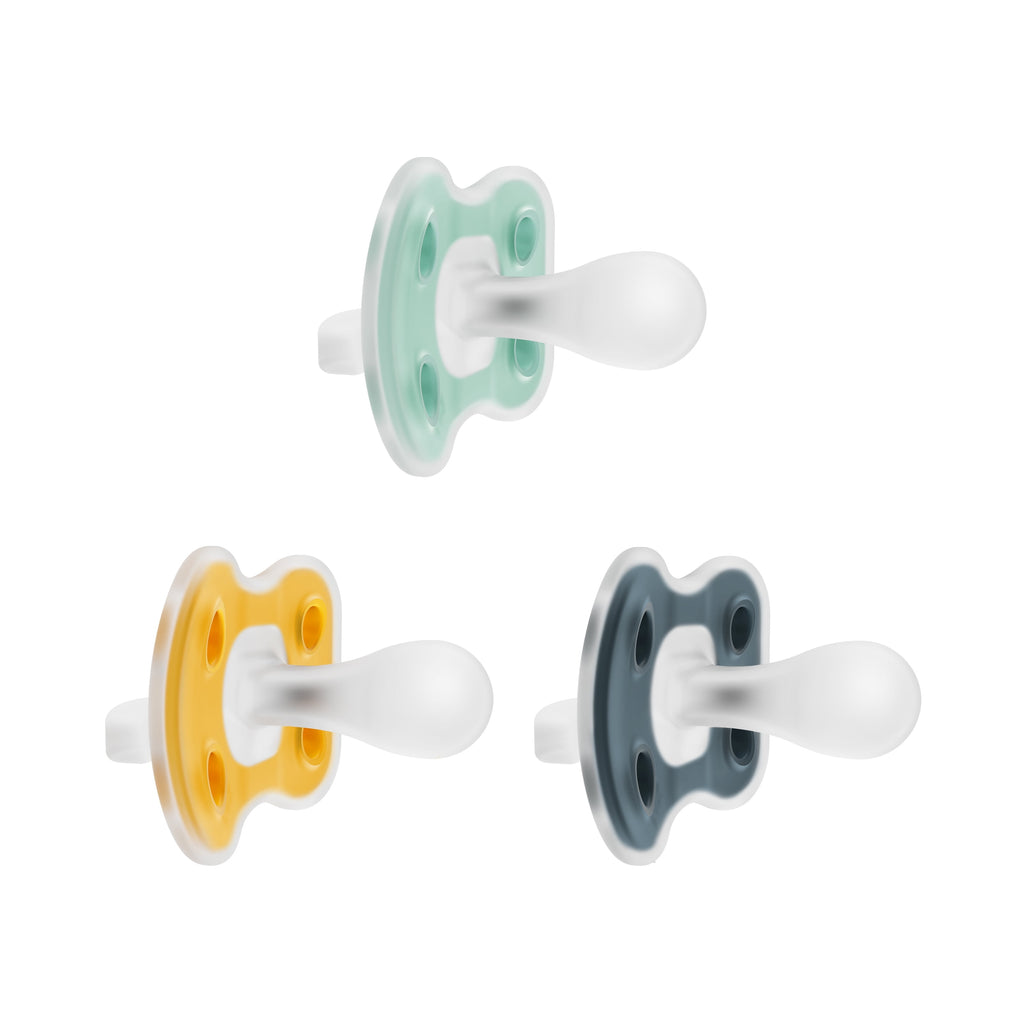 Advantage Lightweight One-Piece Silicone Baby Pacifier, Fully Symmetrical Soother, Neutral, 6-18M, BPA Free, 3 Pack