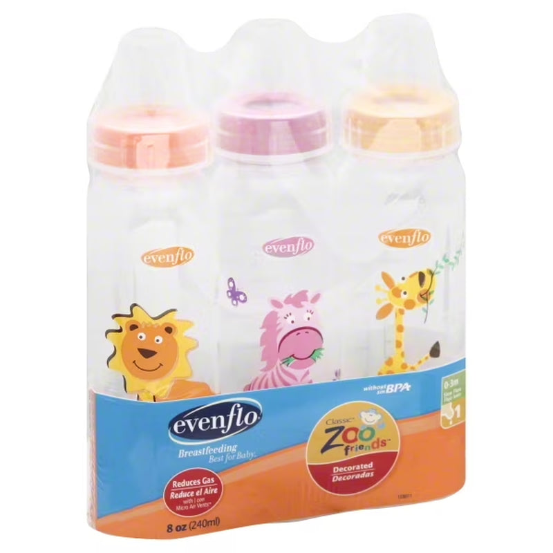 Classic Zoo Friends Standard Bottles 8 Oz 3 Each