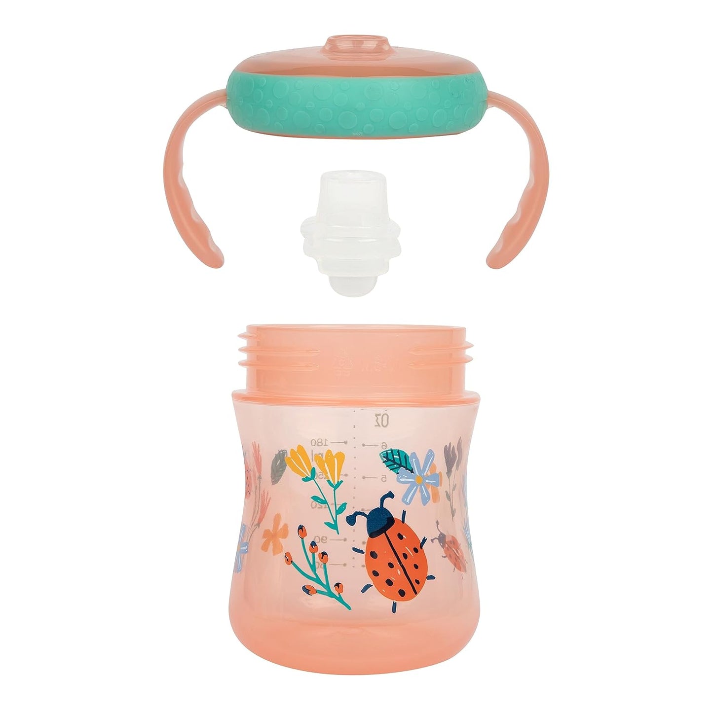 - Soft Spout Sippy Cup - Toddler Trainer Cup for 6+ Months -With Handles and Leak Proof Lid - 7 Oz - Floral Ladybug Print - 2 Count