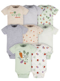 Baby Boy or Girl Gender Neutral Short Sleeves Onesies Bodysuits, 8-Pack (Newborn - 12 Months)
