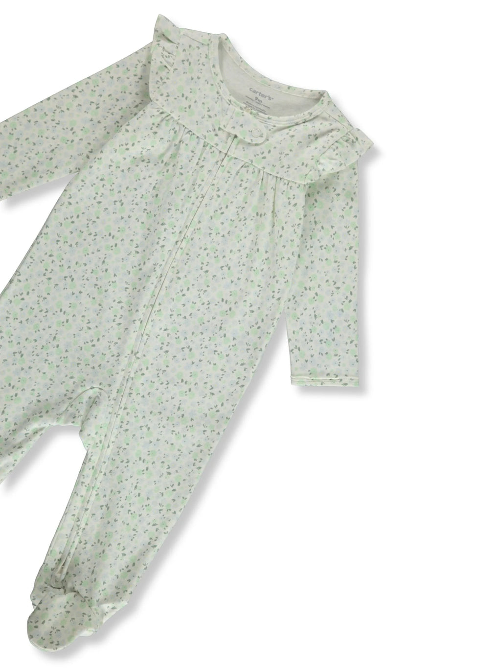Baby Girls' Floral Collar Long-Sleeve Bodysuit Color: Sage Green Size: 3 Months