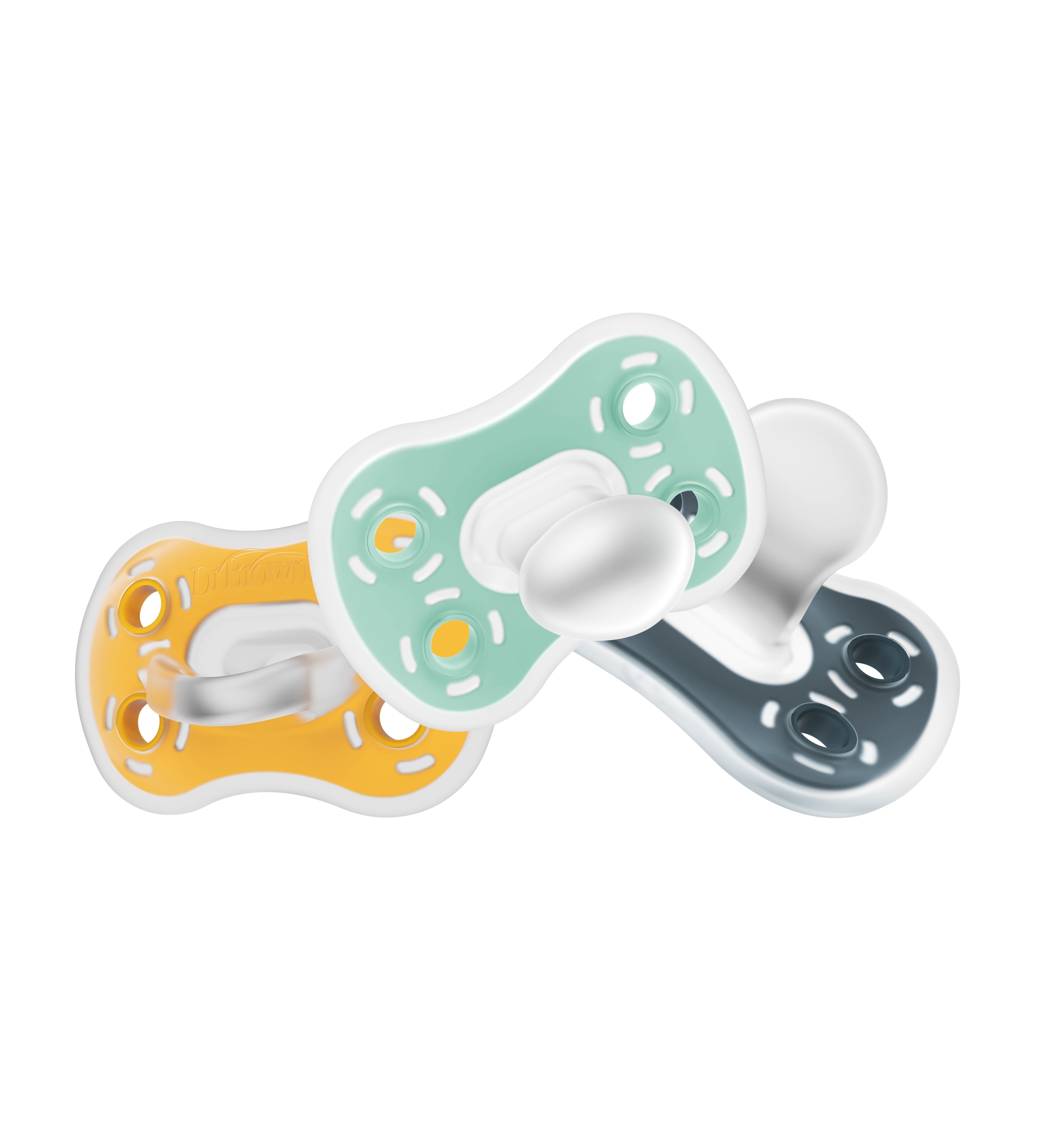 Advantage Lightweight One-Piece Silicone Baby Pacifier, Fully Symmetrical Soother, Neutral, 6-18M, BPA Free, 3 Pack