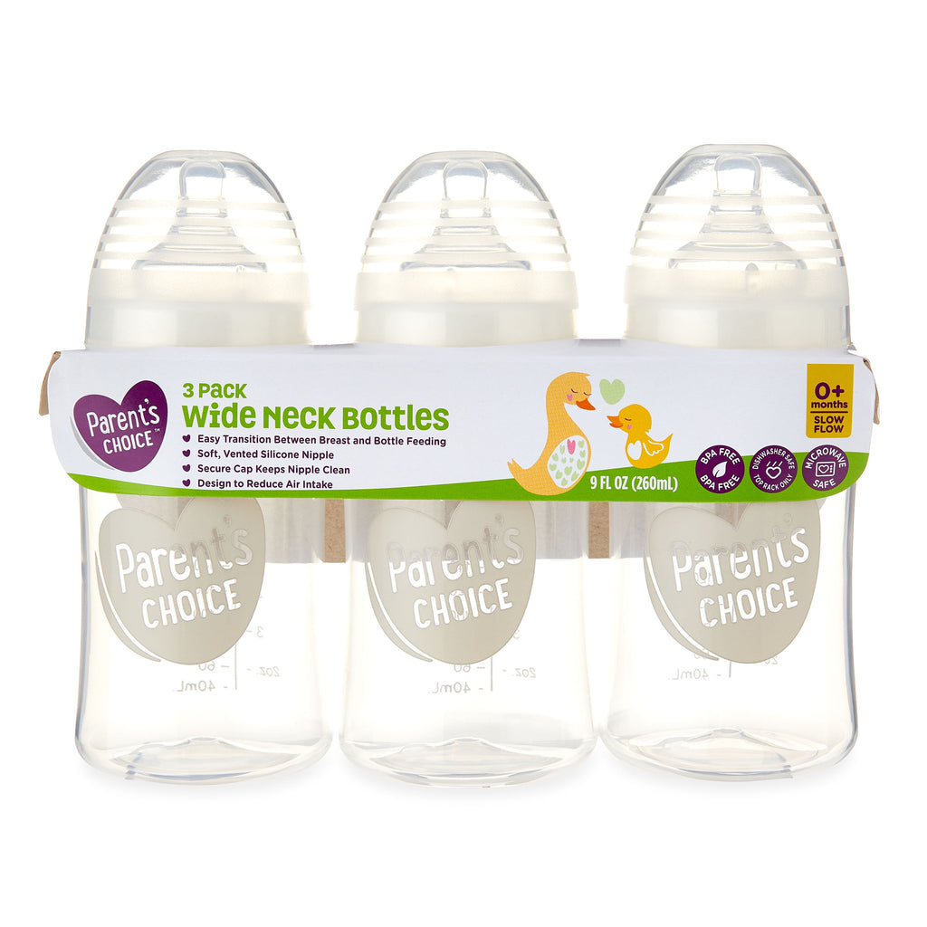 Wide Neck Bottles, 3 Pack, 9 Fl Oz