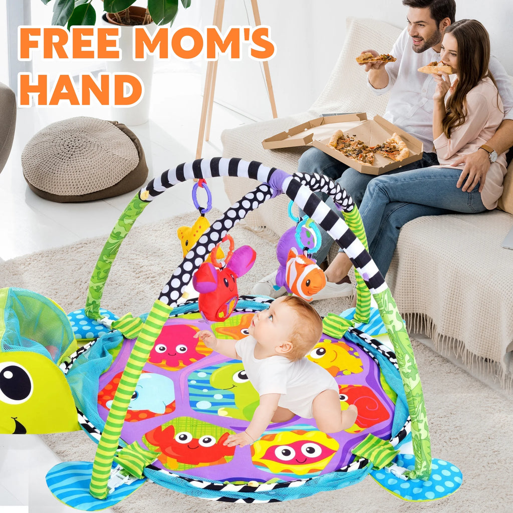3-In-1 Baby Play Gym & Activity Mat with Ocean Ball Pit - Developmental Toy for Newborns to Toddlers (0-36 Months)