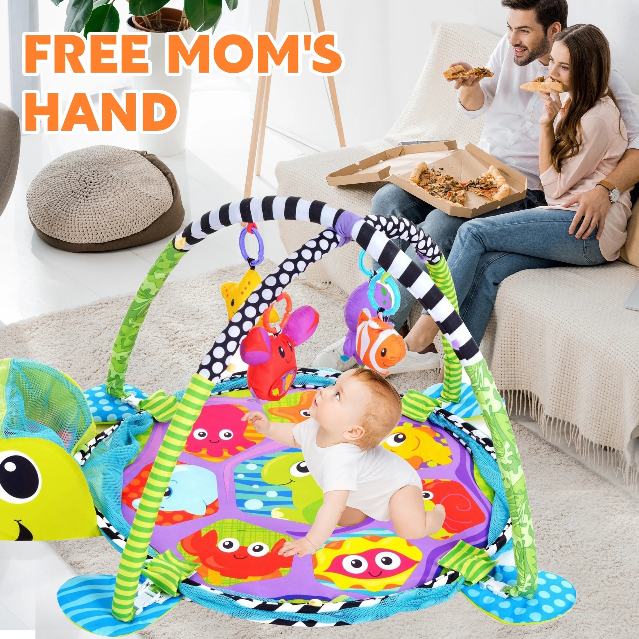3-In-1 Baby Play Gym & Activity Mat with Ocean Ball Pit - Developmental Toy for Newborns to Toddlers (0-36 Months)