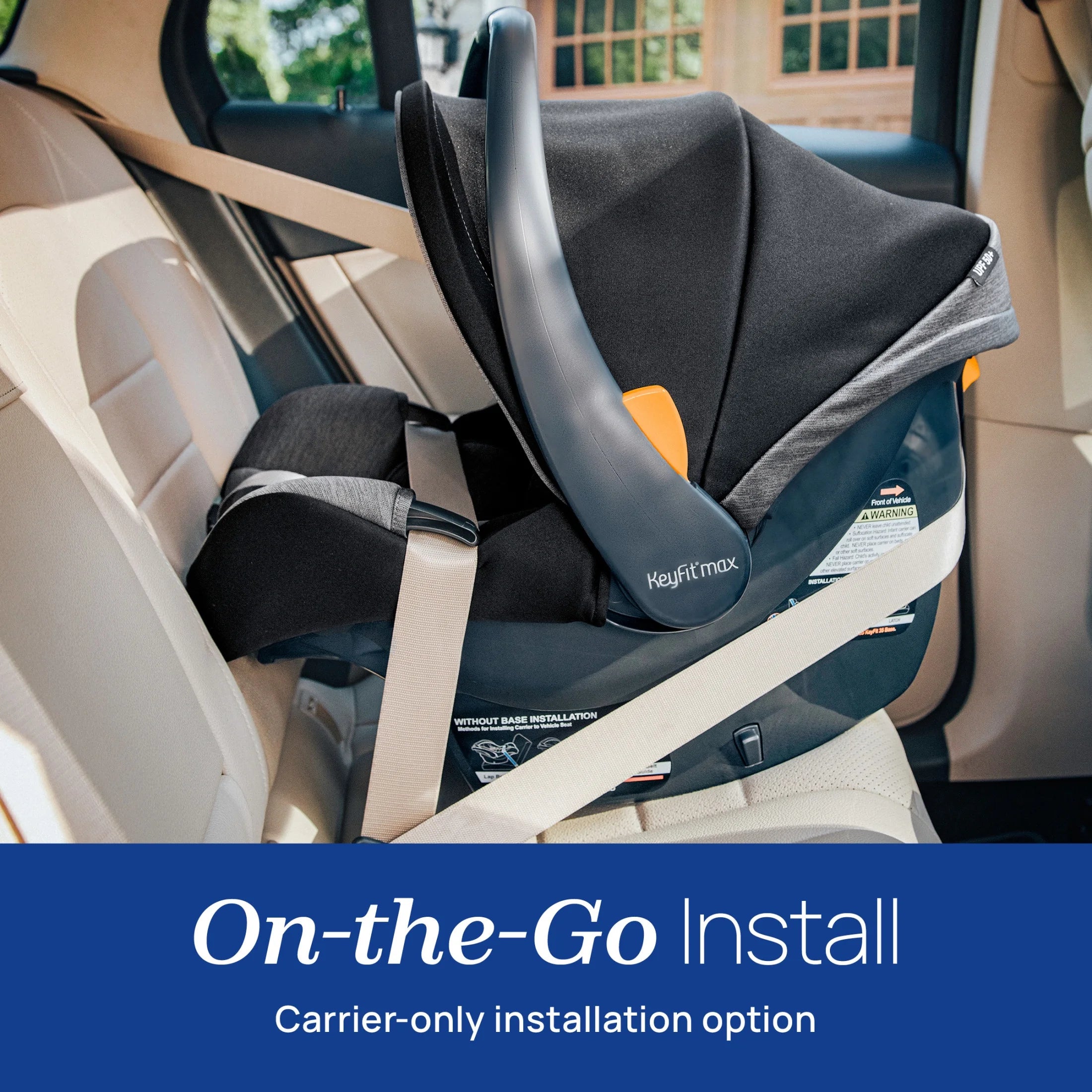 Keyfit® Max Zip Cleartex® Extended-Use Infant Car Seat and Stay-In-Car Base, Rear-Facing, 1-Hand Adjust Handle, Zip-Open Privacy Shield - Sierra (Beige), New