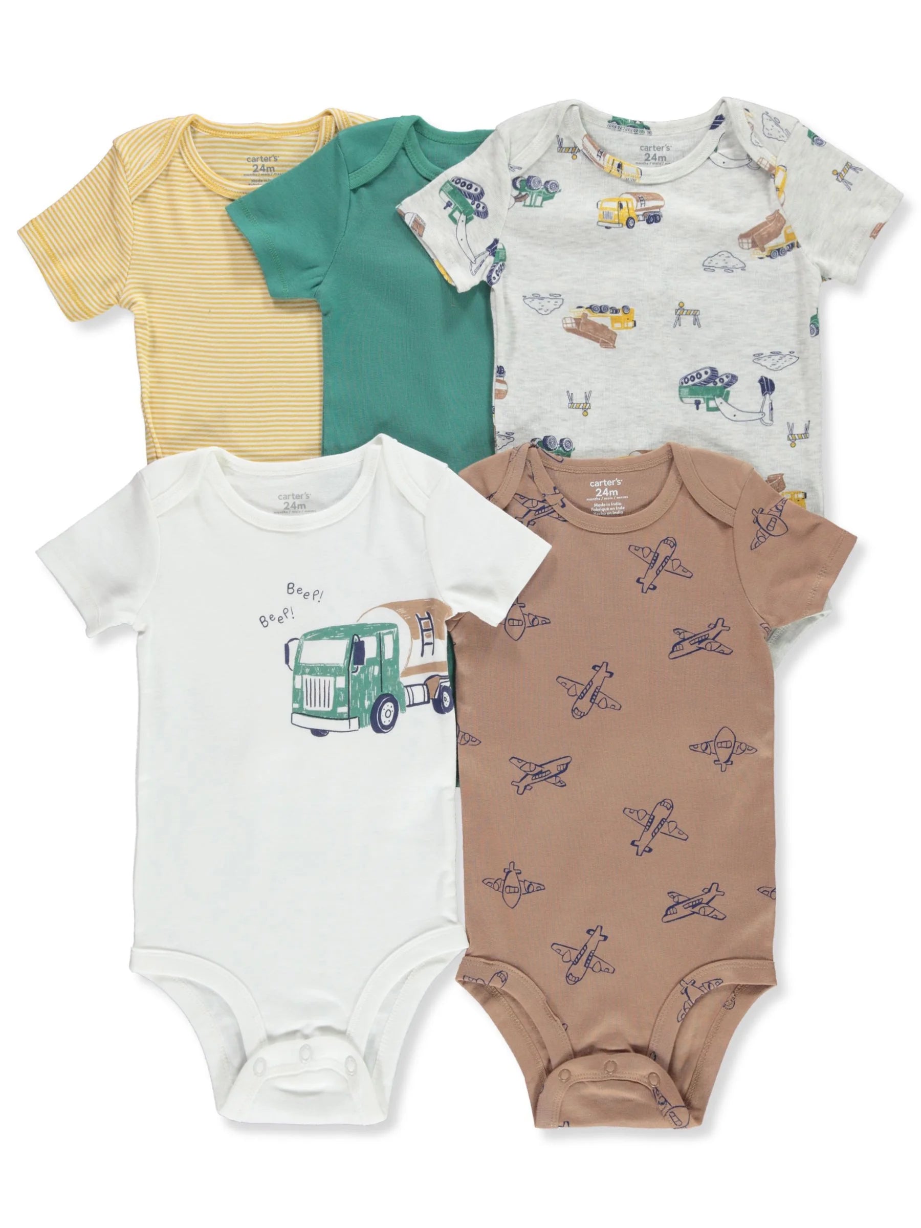 Baby Boy  5-Pack Construction Bodysuits Color: Cnstrn Str Size: NEWBORN