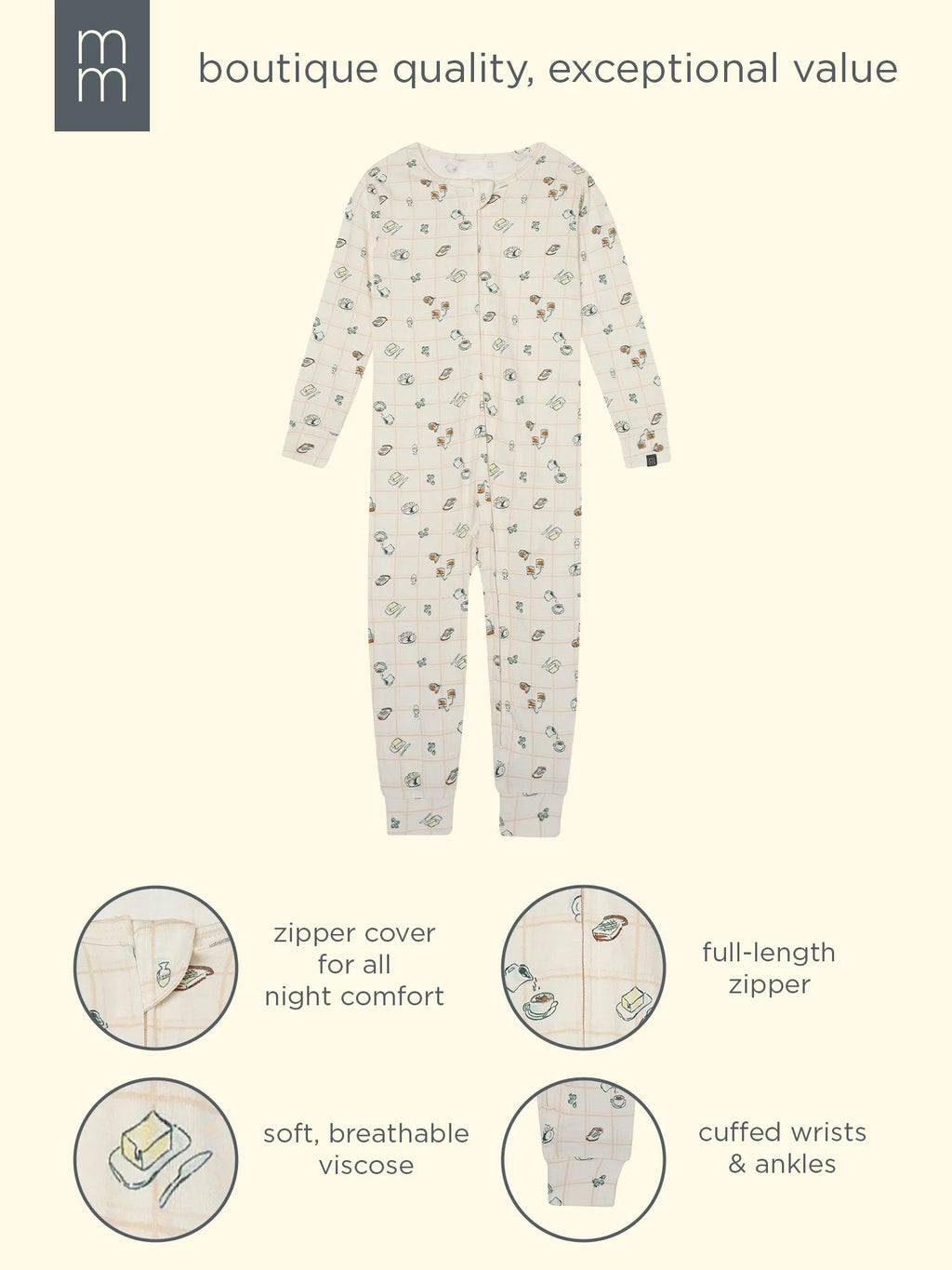 by Gerber Toddler Neutral Super Soft One-Piece Pajamas, Sizes 12 Months - 5T