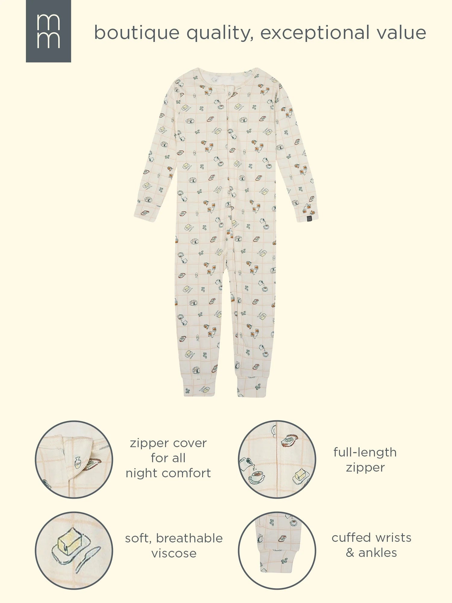 by Gerber Toddler Neutral Super Soft One-Piece Pajamas, Sizes 12 Months - 5T