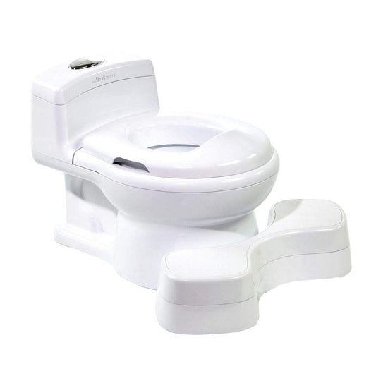 The First Years Super Pooper Potty Training Toilet plus Potty Seat with Foot Rest — White — 2-In-1 Toddler Toilet Seat and Potty Chair