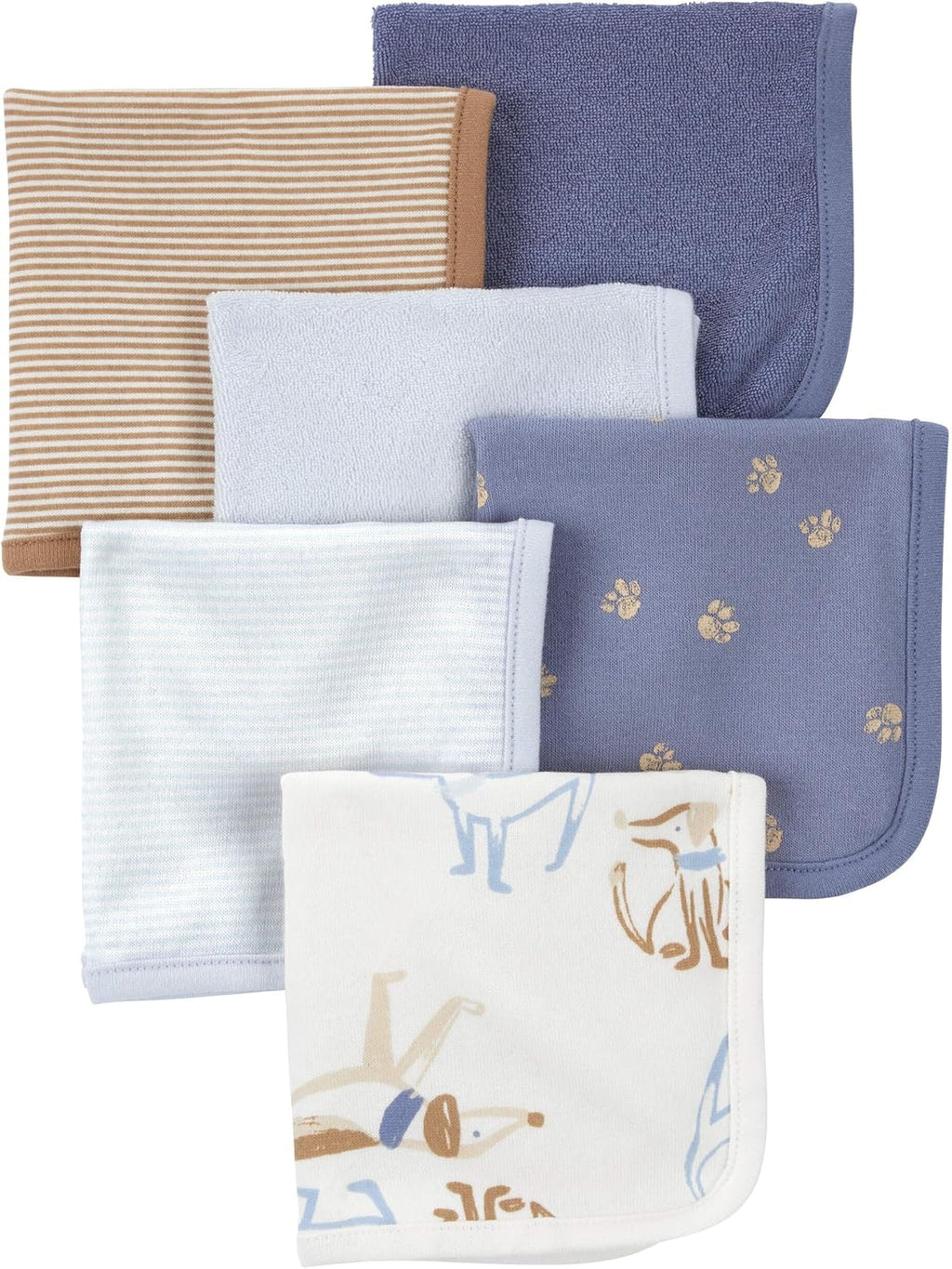 6-Pack Washcloths (Blue/Ivory)