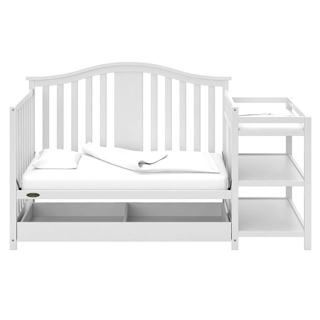 Solano 4-In-1 Convertible Baby Crib and Changer with Drawer, White