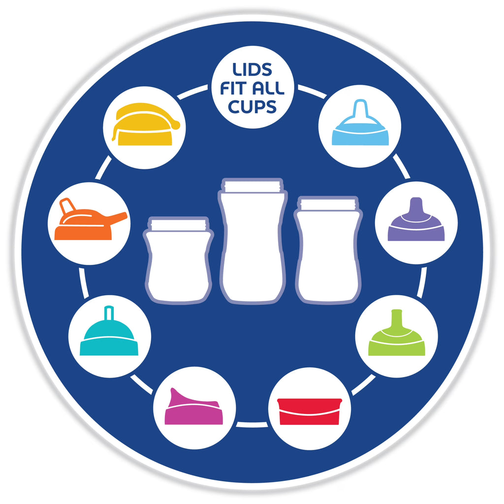 9Oz. Flip-Top Straw Trainer with Soft Silicone Straw and Double-Wall Insulation, 12M+, 2-Pack - Floral/Purple, New