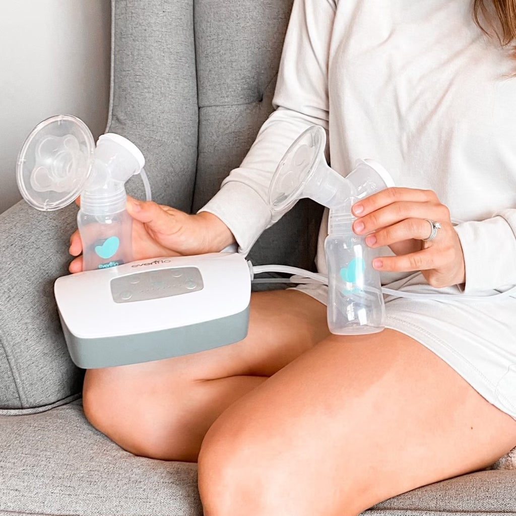 Advanced Double Electric Breast Pump with Breastshields and Milk Storage Bottles, Lightweight